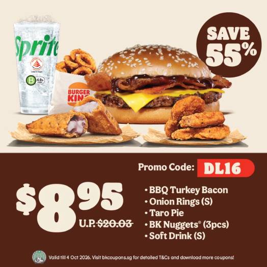 Burger King BBQ Turkey Bacon combo at S$8.95