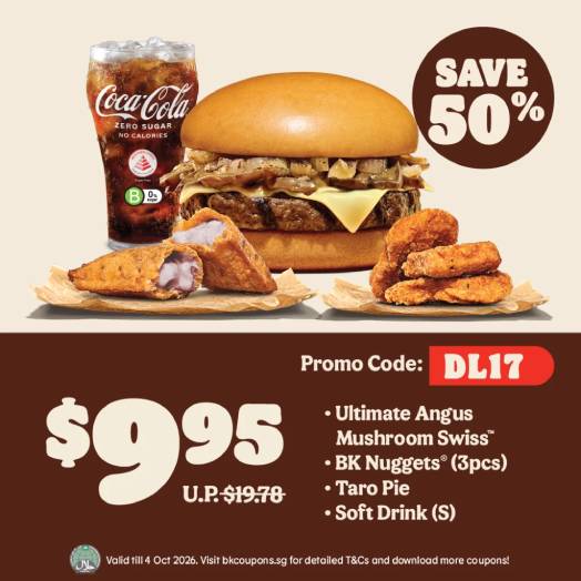 Burger King Ultimate Angus Mushroom Swiss combo at S$9.95
