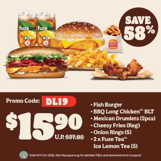 Burger King 7-item spread for two at S$15.90