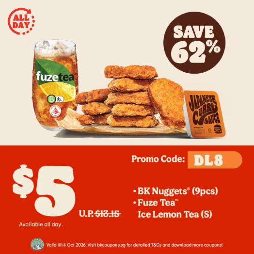 Burger King Nuggets and Fuze Tea set at S$5