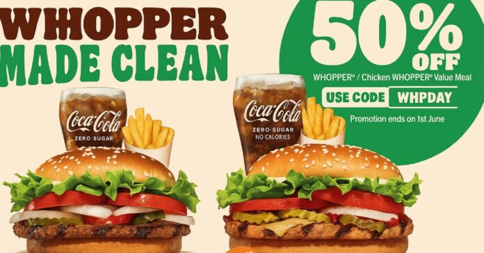Burger King Whopper Deal: 50% Off Meals with Code