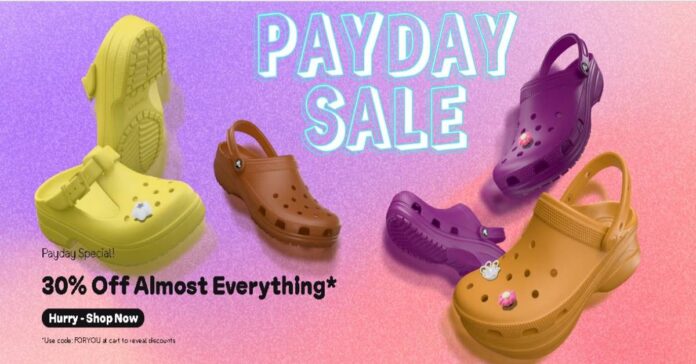 Crocs Payday Sale SG: 30% Off Footwear + Free Shipping