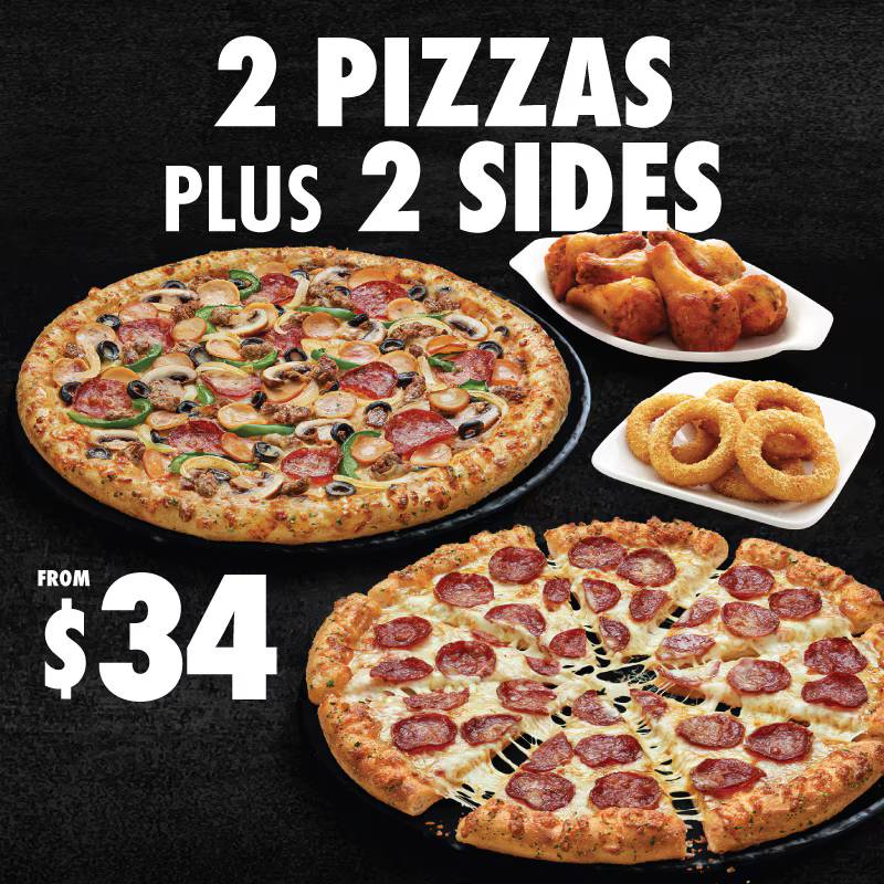 Domino’s 2 Pizzas plus 2 Sides from S$34