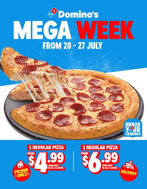 Domino’s Mega Week Regular Pizza from S$4.99