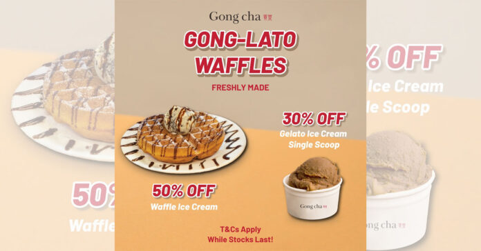 Gong Cha Promo: 50% Off Waffle Ice Cream, 30% Off Gelato
