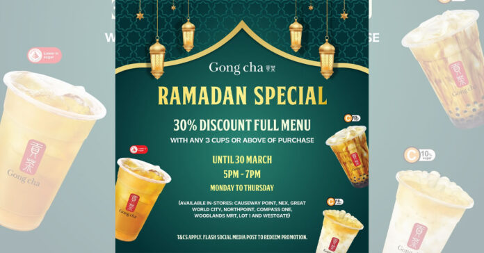 Gong Cha Ramadan Promotion: Enjoy 30% Off Bubble Tea!