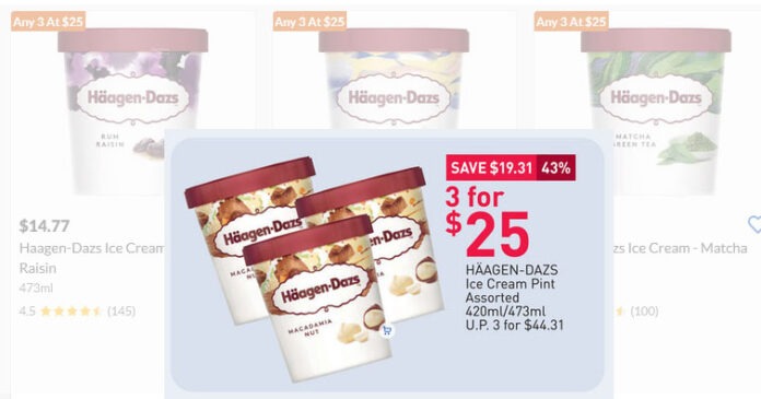 Häagen-Dazs Ice Cream Offer at FairPrice – Any 3 Tubs for S$25