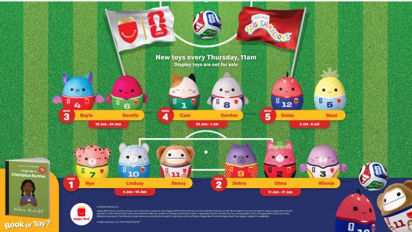 McDonalds Happy Meal: Collect FIFA Squishmallows or get a free Happy Meal book