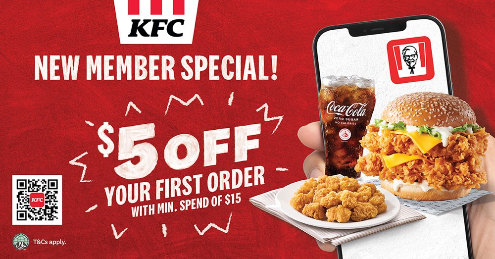 KFC App Offer for New Members: S$5 Off