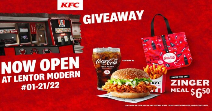 KFC Lentor Modern: S$6.50 Zinger Meal & Free Coca-Cola Bag