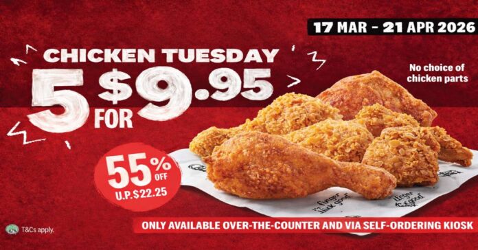 KFC Chicken Tuesday Promo: 5 Pieces for S$9.95!