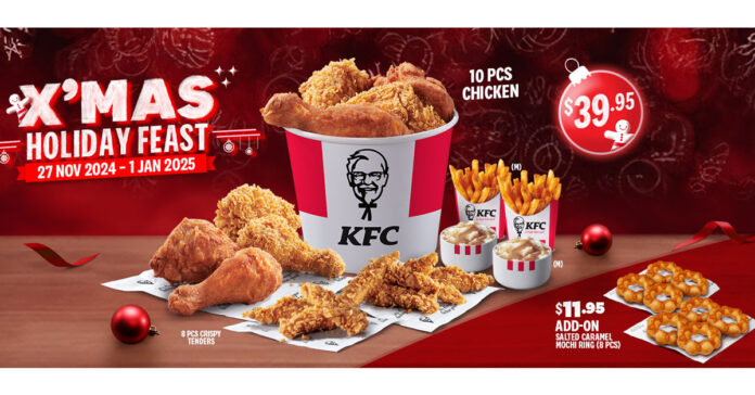 KFC Xmas Holiday Feast 2024 – 10pcs Chicken & More for $39.95!