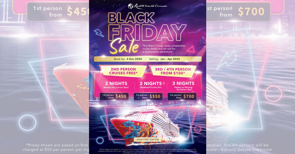 Klook Black Friday Cruise Deals 2nd Person FREE + Fares fr 450