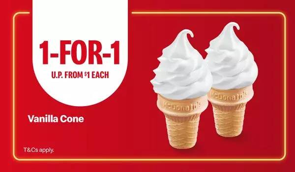 1-for-1 Vanilla Cone at McDonalds