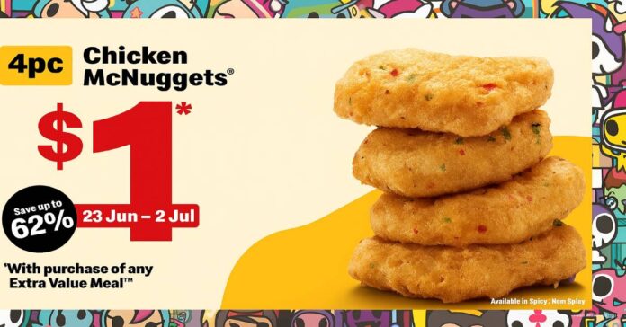 McDonalds S$1 McNuggets Deal: 4pc for S$1 (23 Jun - 2 Jul)