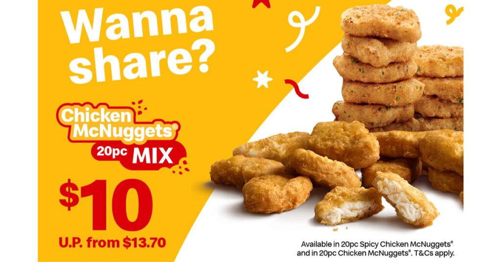 Mcdonald's S$10 For 20pc Mcnuggets® Deal 