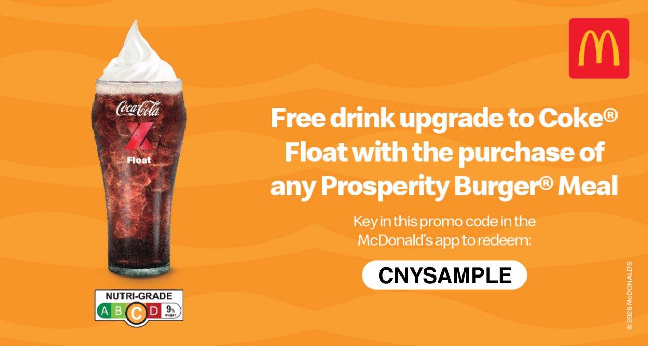 Free Drink Upgrade to Coke® Float with purchase of Prosperity Burger Meal at McDonalds
