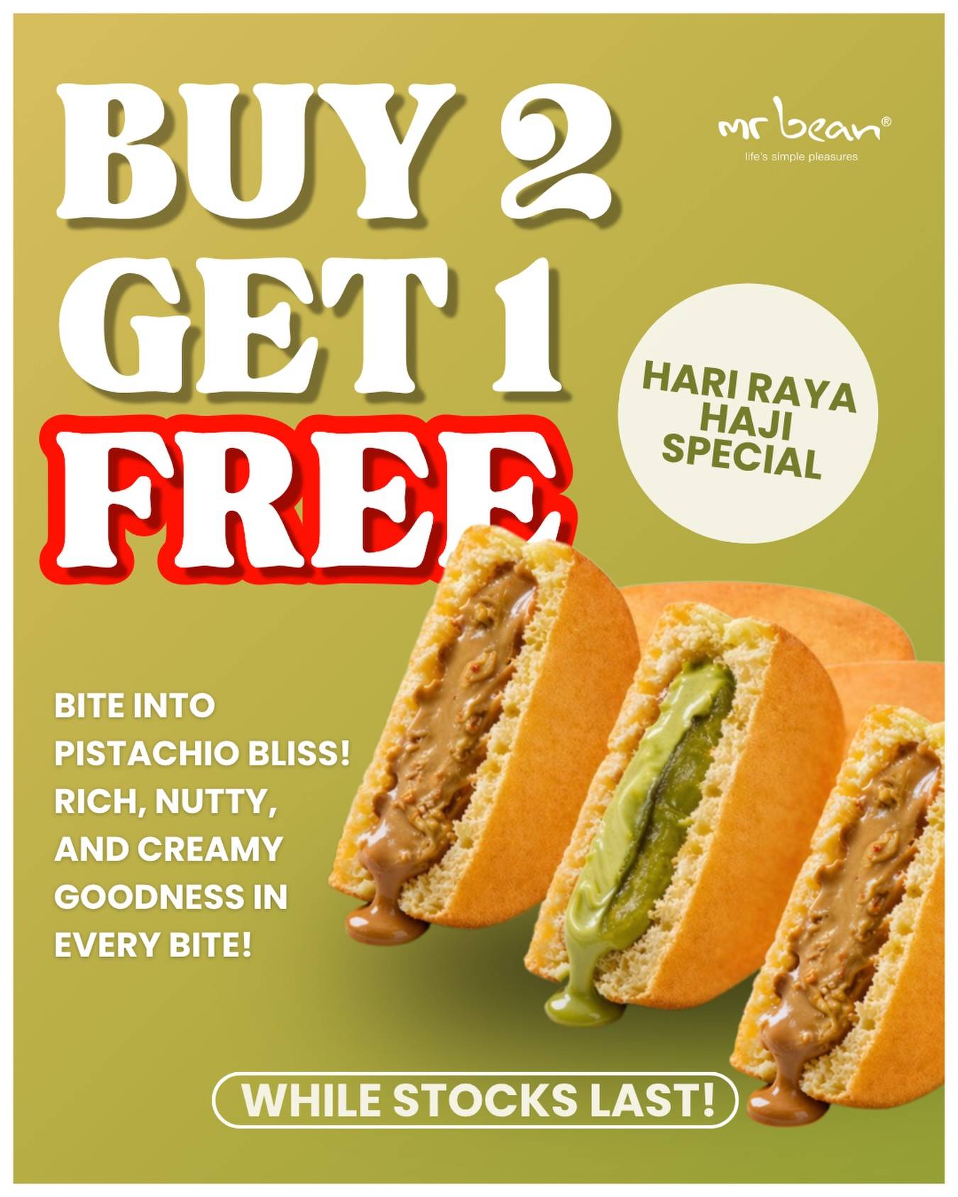 Buy 2 Get 1 Free Pistachio Pancakes at Mr Bean