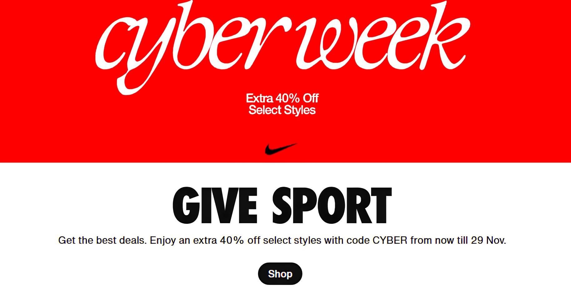 Nike Black Friday Sale 2024 Extra 40 Off with Specific Code