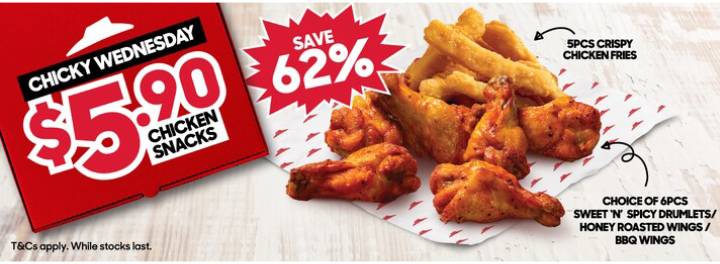 Pizza Hut Chicky Wednesday Snacks for S$5.90