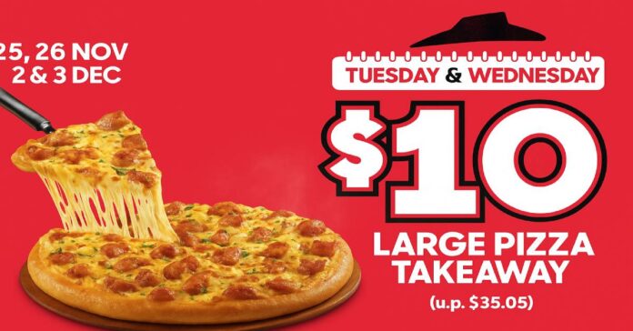 Pizza Hut S$10 Large Pizzas: Takeaway Tuesday & Wednesday Deal