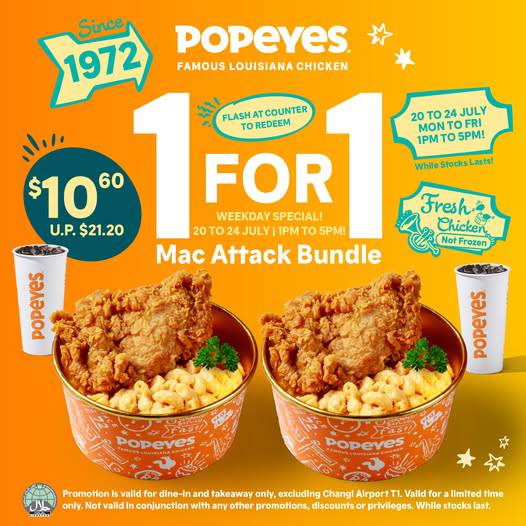 Popeyes 1-for-1 Mac Attack Bundle at S$10.60