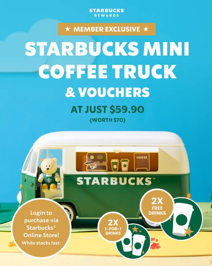 Starbucks Mini Coffee Truck with drink vouchers