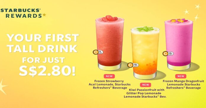 Starbucks Rewards: S$2.80 Tall Drink New Members (Till 30 Jun)