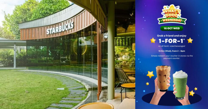 Starbucks 1-for-1 Offer on 16 October | Venti-Sized Drinks Deal