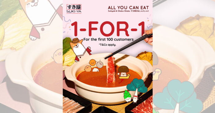 Suki-Ya 1-for-1 Dinner Buffet at Kallang Wave (Apr 2025)