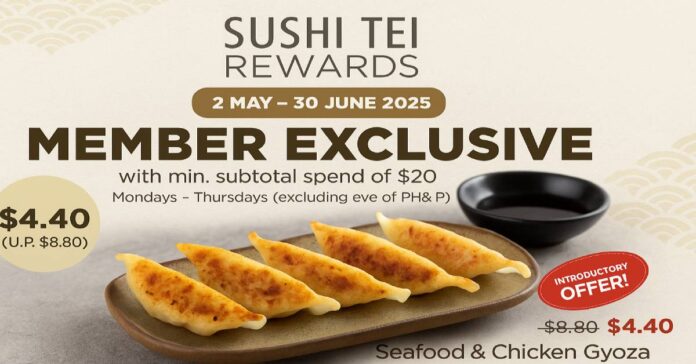 Sushi Tei Rewards Deal: Seafood & Chicken Gyoza S$4.40