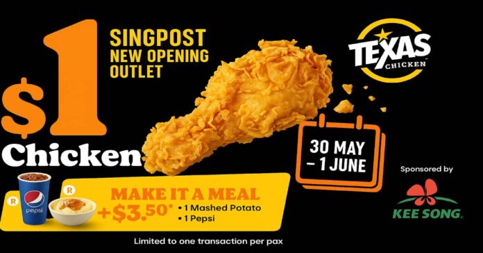 Texas Chicken S$1 Fried Chicken Promo at SingPost Centre