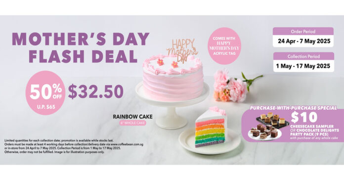 Coffee Bean: 50% Off Mother's Day Rainbow Cake (S$32.50!)