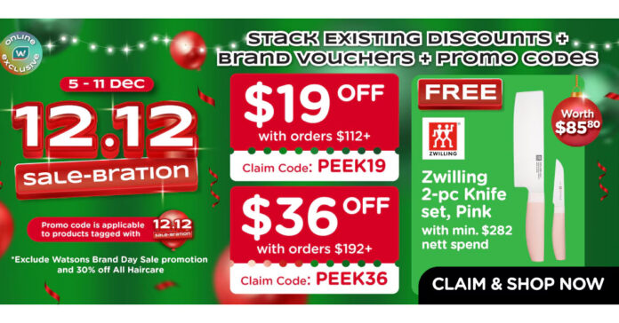 Watsons 12.12 Sale: S$36 Off, B1G1 & Free Zwilling Knife Set!