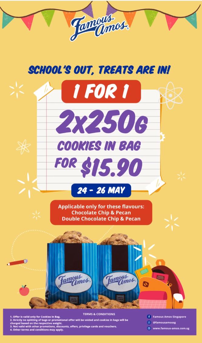 Famous Amos Promotions Jul 2025: S$2 OFF