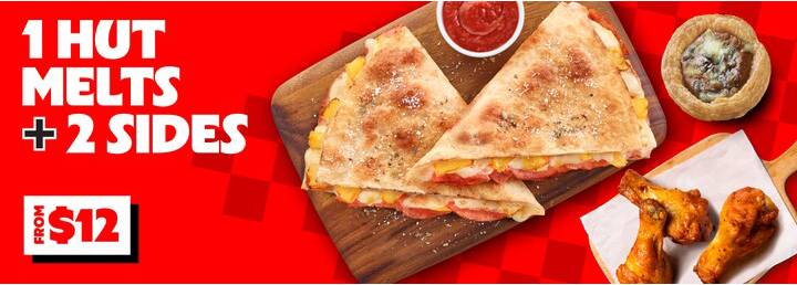 Pizza Hut Hut Melts + 2 Sides from S$12